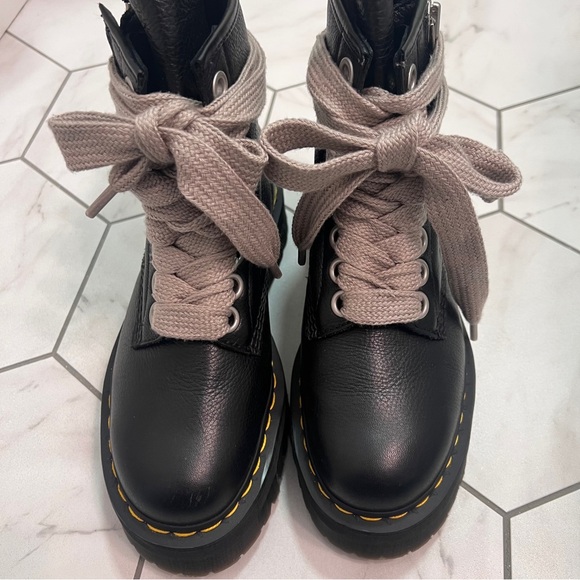 Dr. Martens Jumbo Lace 1460 Quad Rick Owens Black Platform Leather Boots Size 8 - Picture 3 of 11